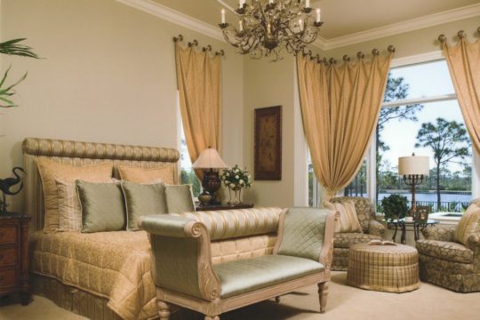 Medalist gold and green bedroom before ecclestone homes